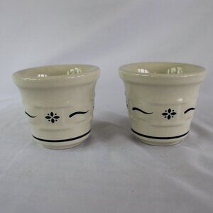 Longaberger Blue And White/Cream Pottery Set Of Two